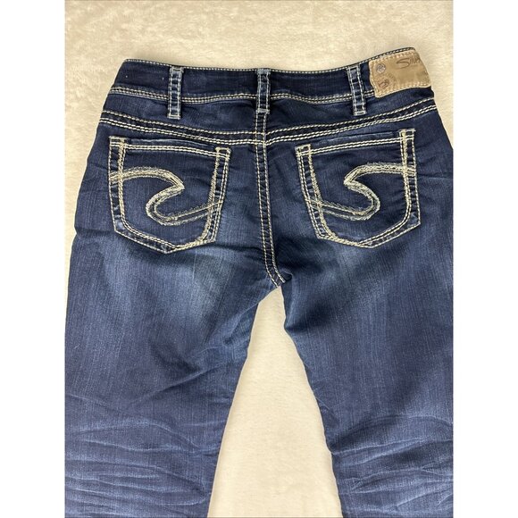 Silver Tuesday Women's Mid Boot Dark Wash Blue Jeans Tag Sz 32w/31L Low Rise - Picture 8 of 10